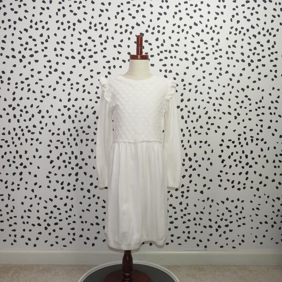 Carter's Other - Carter’s White Long Sleeve Ruffle Girls Sweater Dress